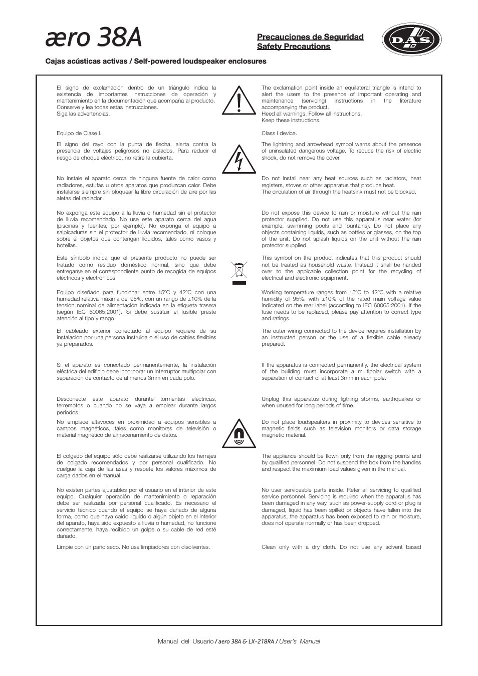 Æro 38a | D.A.S. Audio LX-218RA User Manual | Page 3 / 26