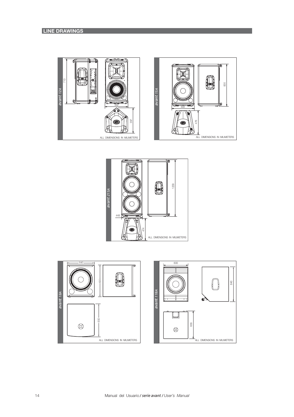 Line drawings | D.A.S. Audio Avant Series User Manual | Page 22 / 26