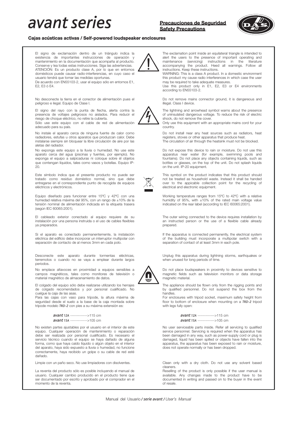 Avant series | D.A.S. Audio Avant Series User Manual | Page 3 / 26