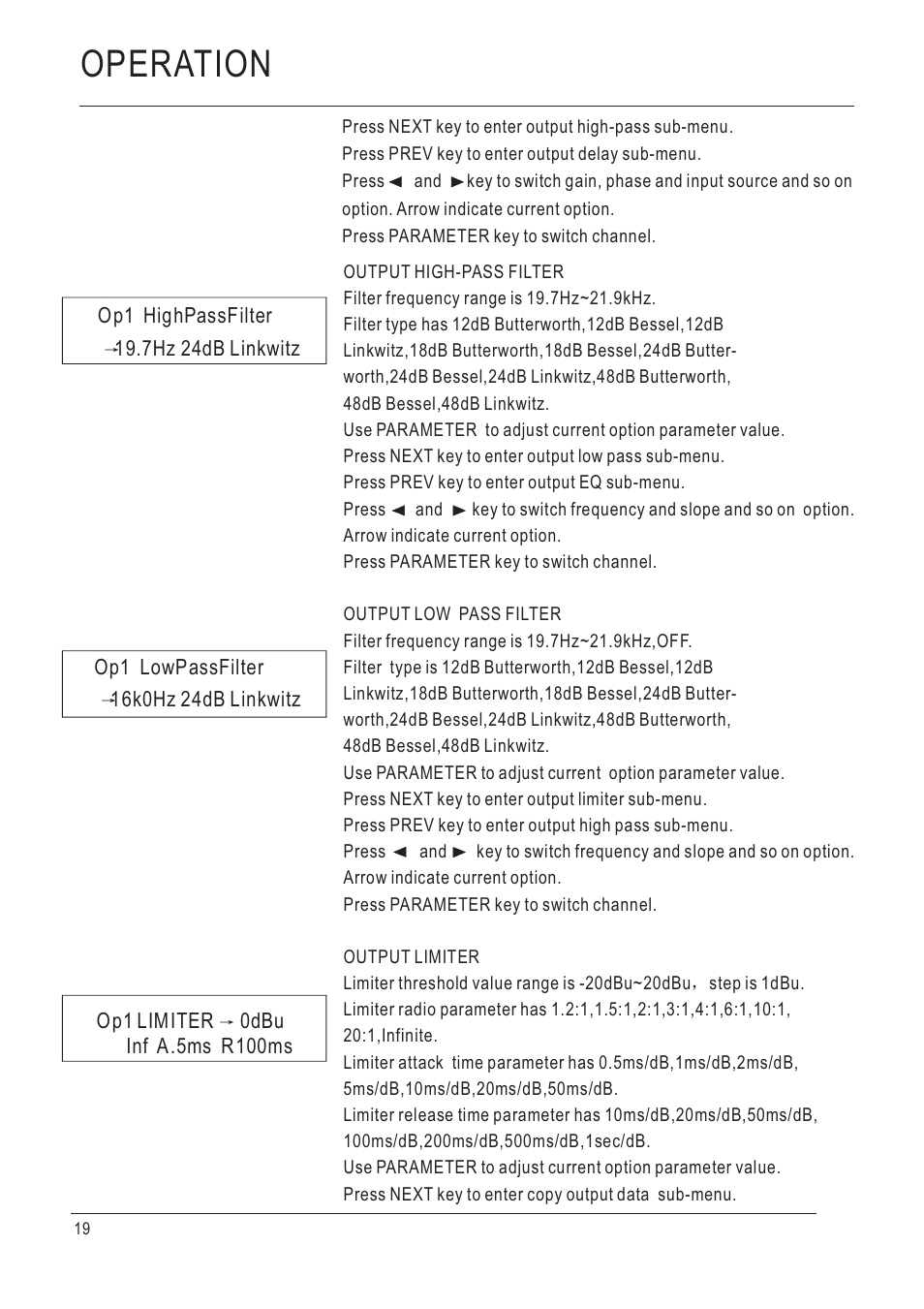 Operation | D.A.S. Audio DSP-48 User Manual | Page 20 / 28