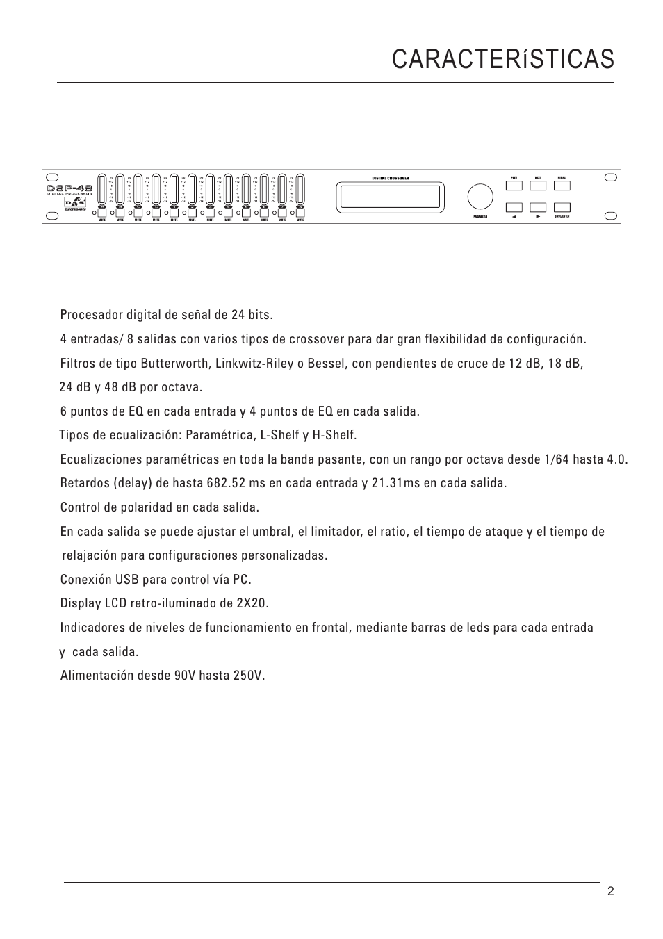 Características | D.A.S. Audio DSP-48 User Manual | Page 3 / 28