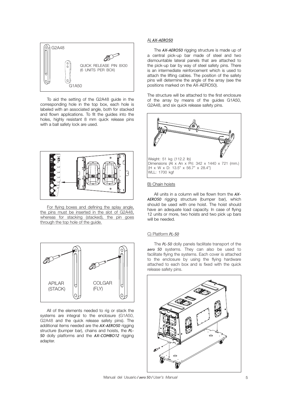 Apilar (stack) colgar (fly) | D.A.S. Audio Aero 50 User Manual | Page 10 / 24