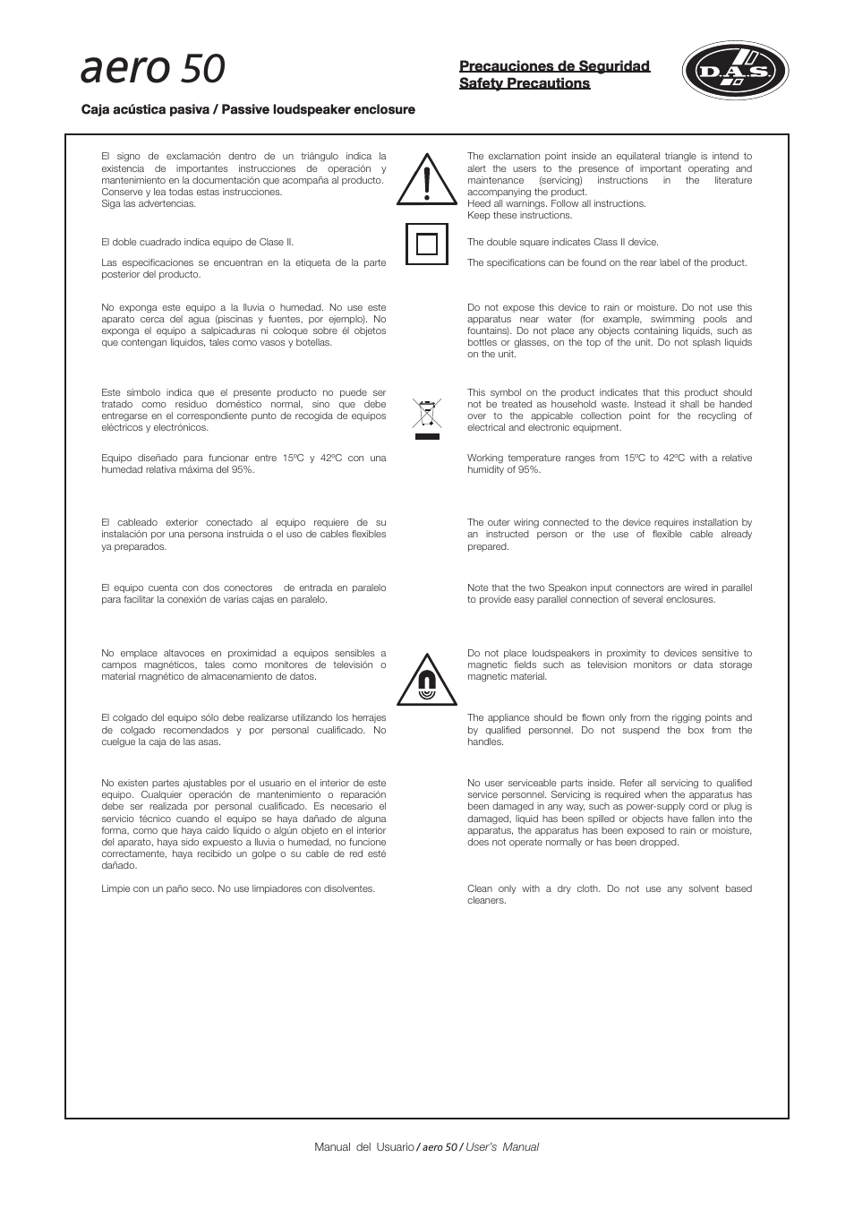Aero | D.A.S. Audio Aero 50 User Manual | Page 3 / 24