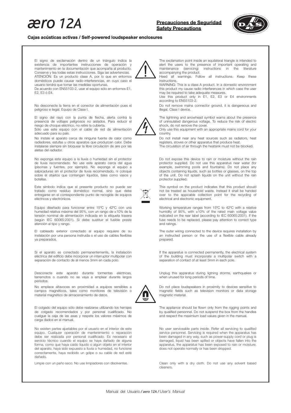 D.A.S. Audio Aero 12A User Manual | Page 3 / 24
