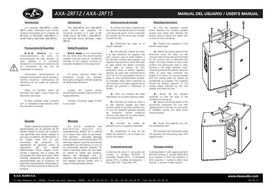 D.A.S. Audio AXA-2RF15 User Manual | 1 page