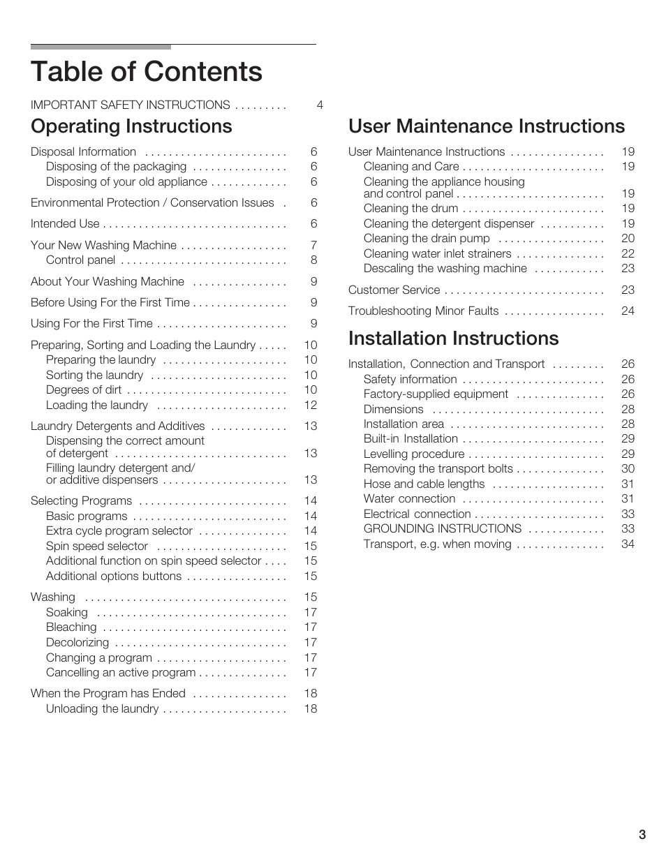 Bosch AXXUS WFL 2050 User Manual | Page 3 / 36