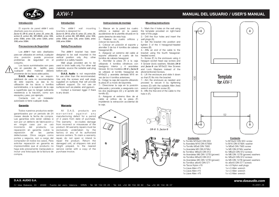 D.A.S. Audio AXW-1 User Manual | 1 page