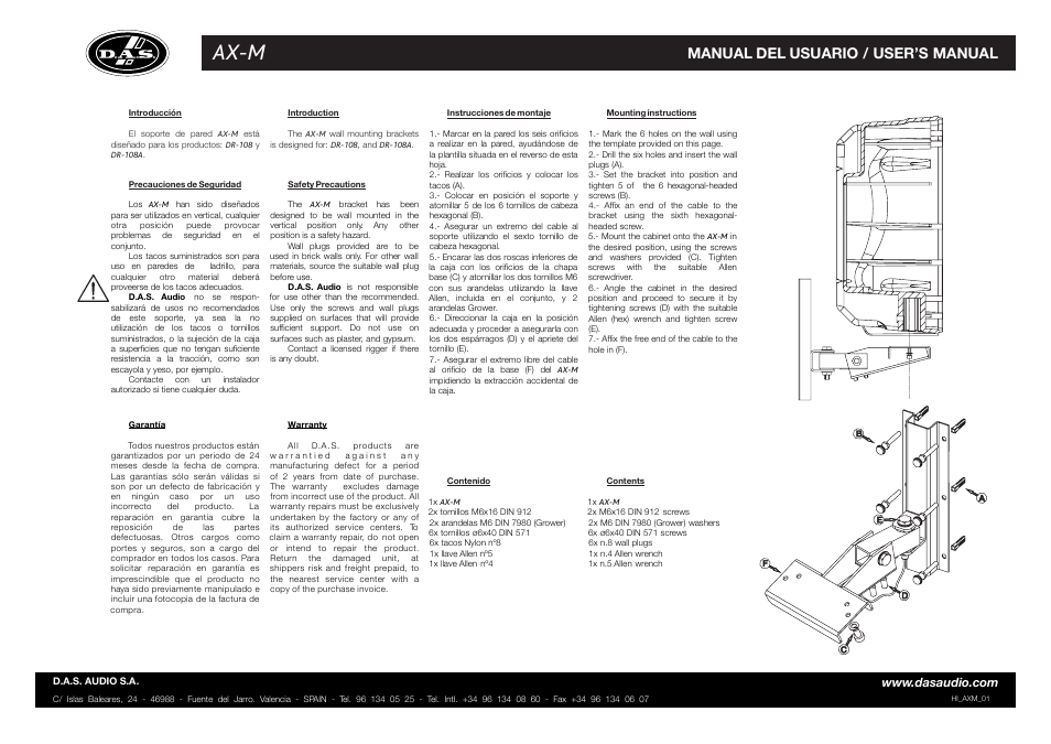 D.A.S. Audio AX-M User Manual | 2 pages