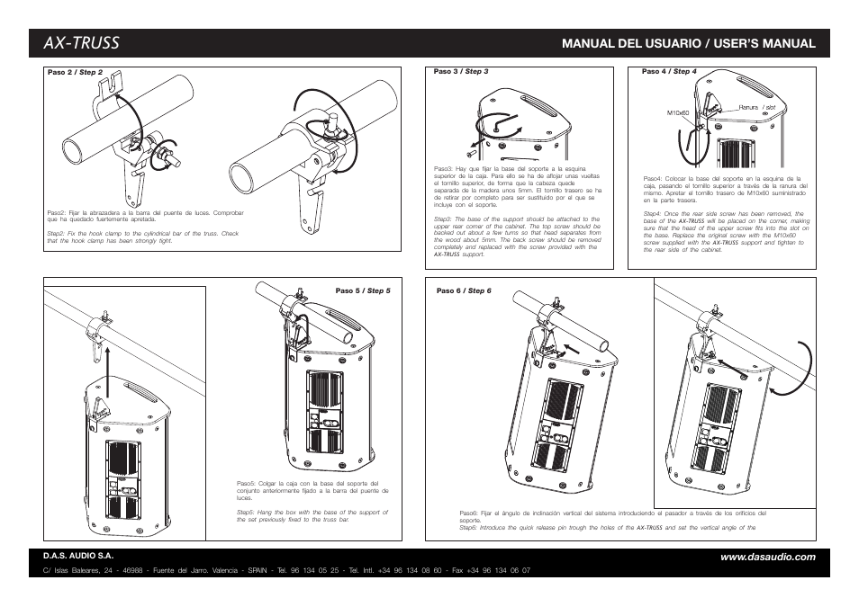 Ax-truss, Manual del usuario / user’s manual | D.A.S. Audio AX-TRUSS User Manual | Page 2 / 2
