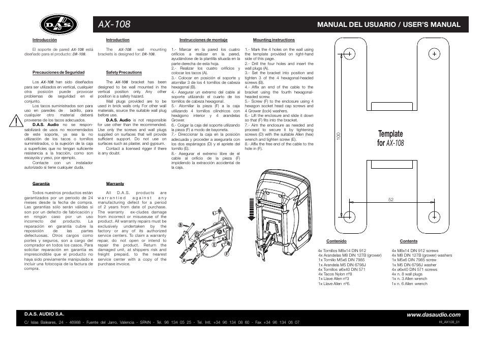 D.A.S. Audio AX-108 User Manual | 1 page