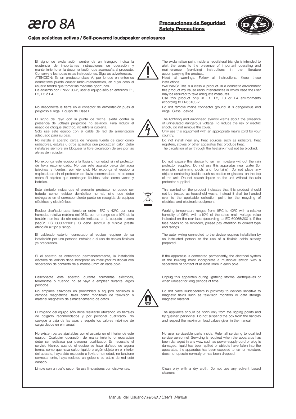 D.A.S. Audio Aero 8A User Manual | Page 3 / 24