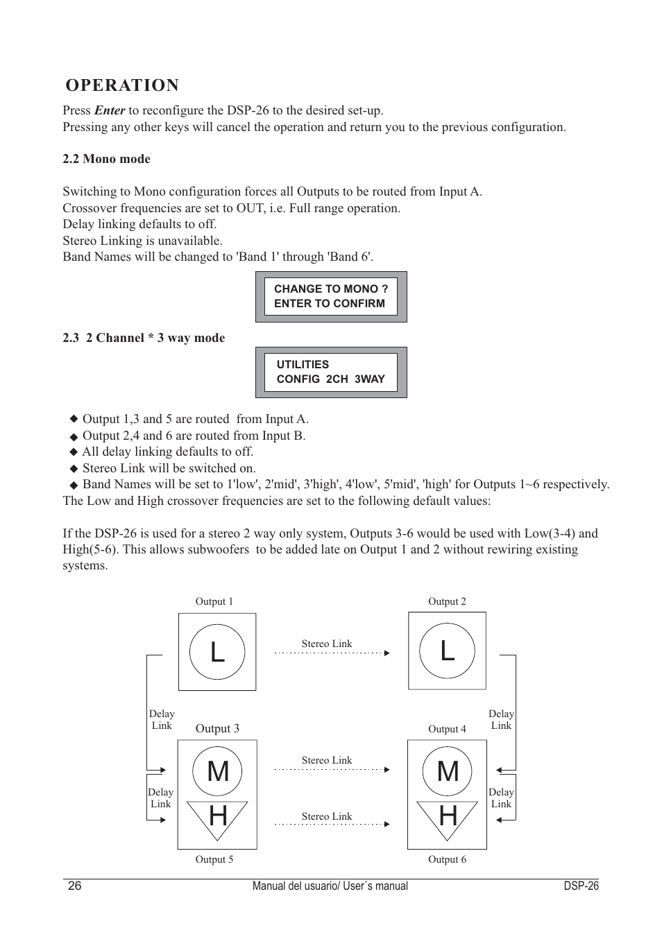 Lm h m h, Operation | D.A.S. Audio DSP-26 USB User Manual | Page 28 / 44