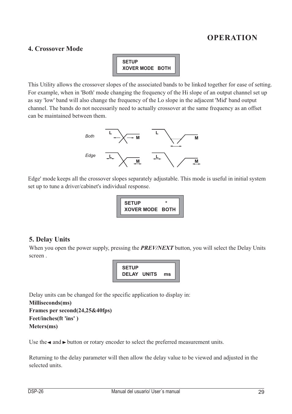 Operation, Delay units, Crossover mode | D.A.S. Audio DSP-26 USB User Manual | Page 31 / 44