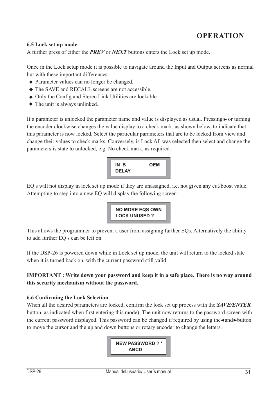 Operation | D.A.S. Audio DSP-26 USB User Manual | Page 33 / 44