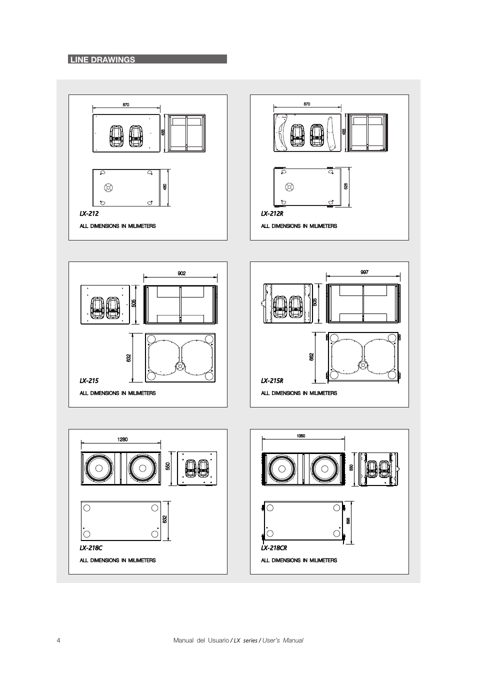 Line drawings | D.A.S. Audio LX Series User Manual | Page 10 / 30