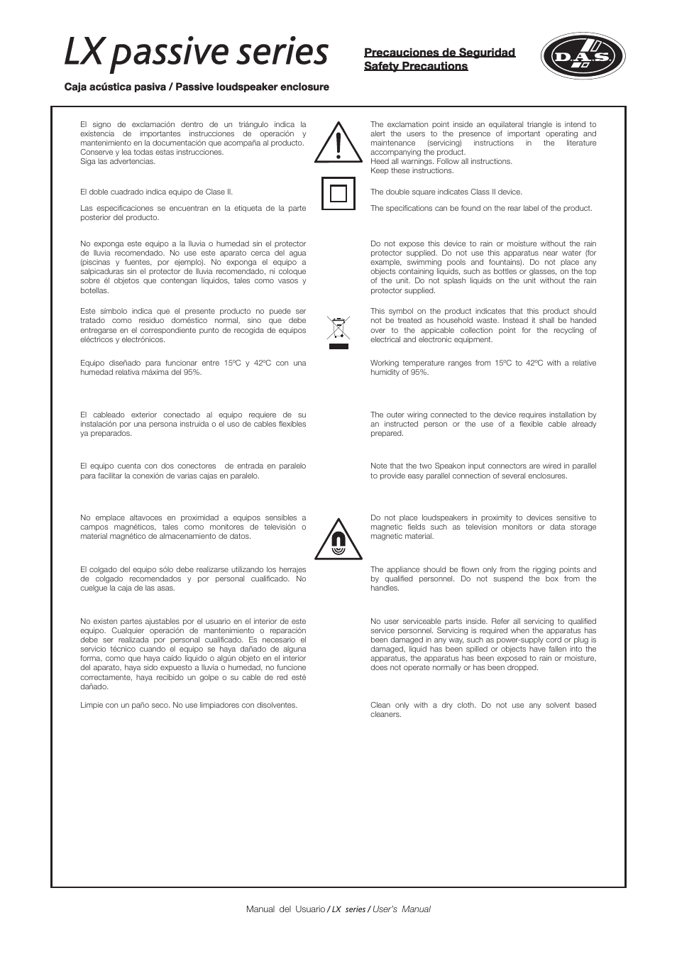 Lx passive series | D.A.S. Audio LX Series User Manual | Page 3 / 30