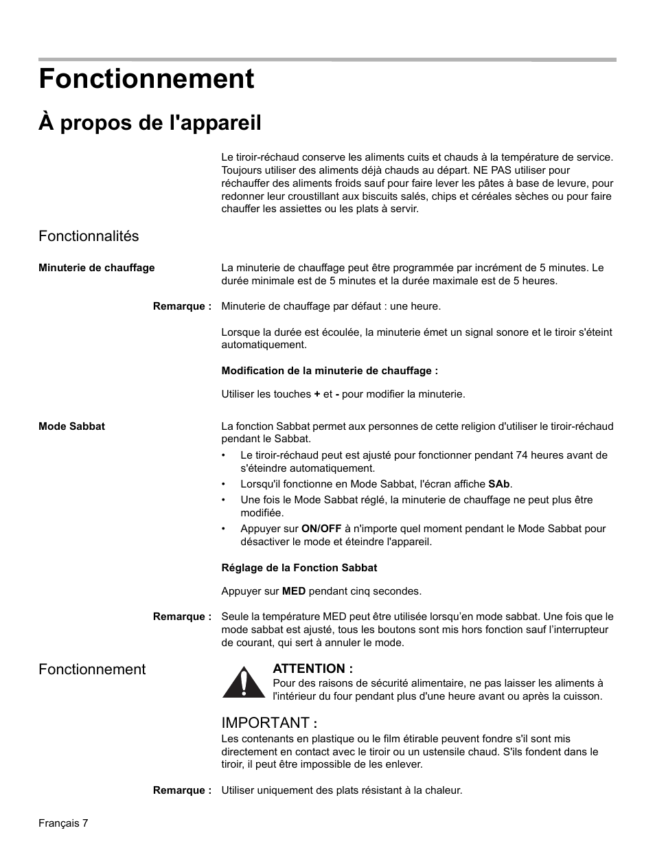 Fonctionnement, À propos de l'appareil, Fonctionnalités | Minuterie de chauffage, Remarque, Mode sabbat, Important | Bosch HWD27 User Manual | Page 26 / 56