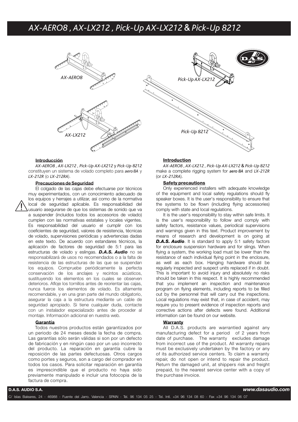 D.A.S. Audio PICK UP 8212 User Manual | 2 pages