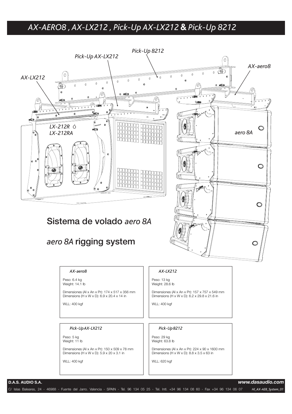 Sistema de volado aero 8a aero 8a rigging system | D.A.S. Audio PICK UP 8212 User Manual | Page 2 / 2