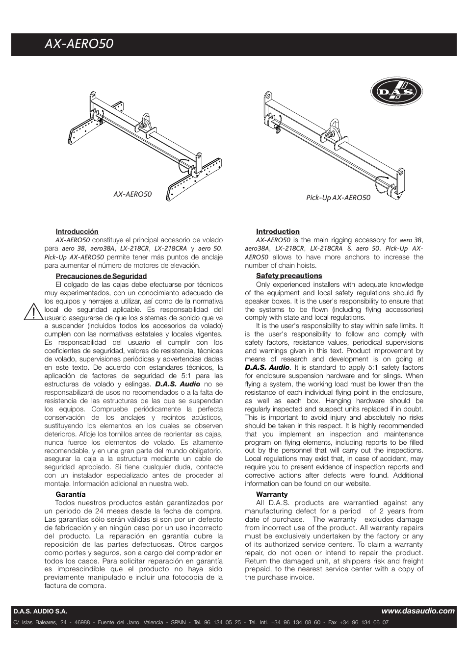 D.A.S. Audio PICK UP AX-AERO50 User Manual | 2 pages