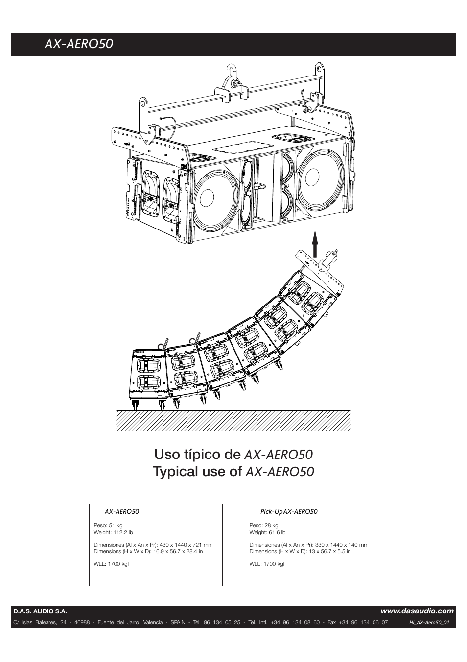 Ax-aero50, Uso típico de ax-aero50 typical use of ax-aero50 | D.A.S. Audio PICK UP AX-AERO50 User Manual | Page 2 / 2