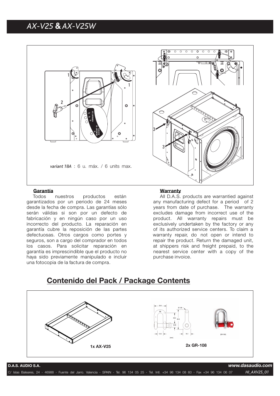 D.A.S. Audio AX-V25 User Manual | Page 2 / 2