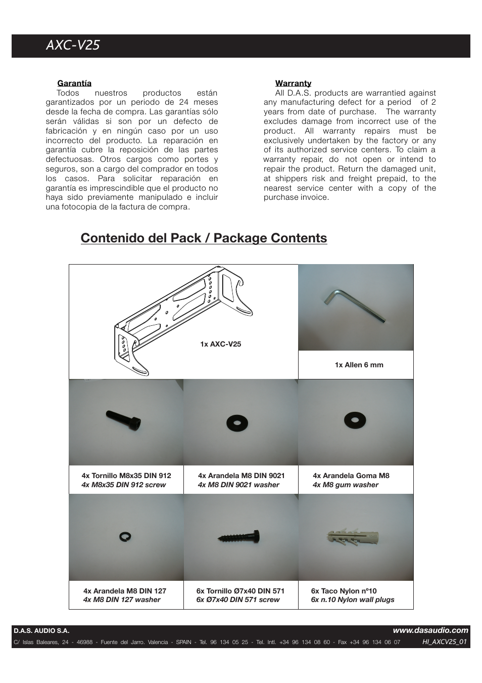 D.A.S. Audio AXC-V25 User Manual | Page 2 / 2