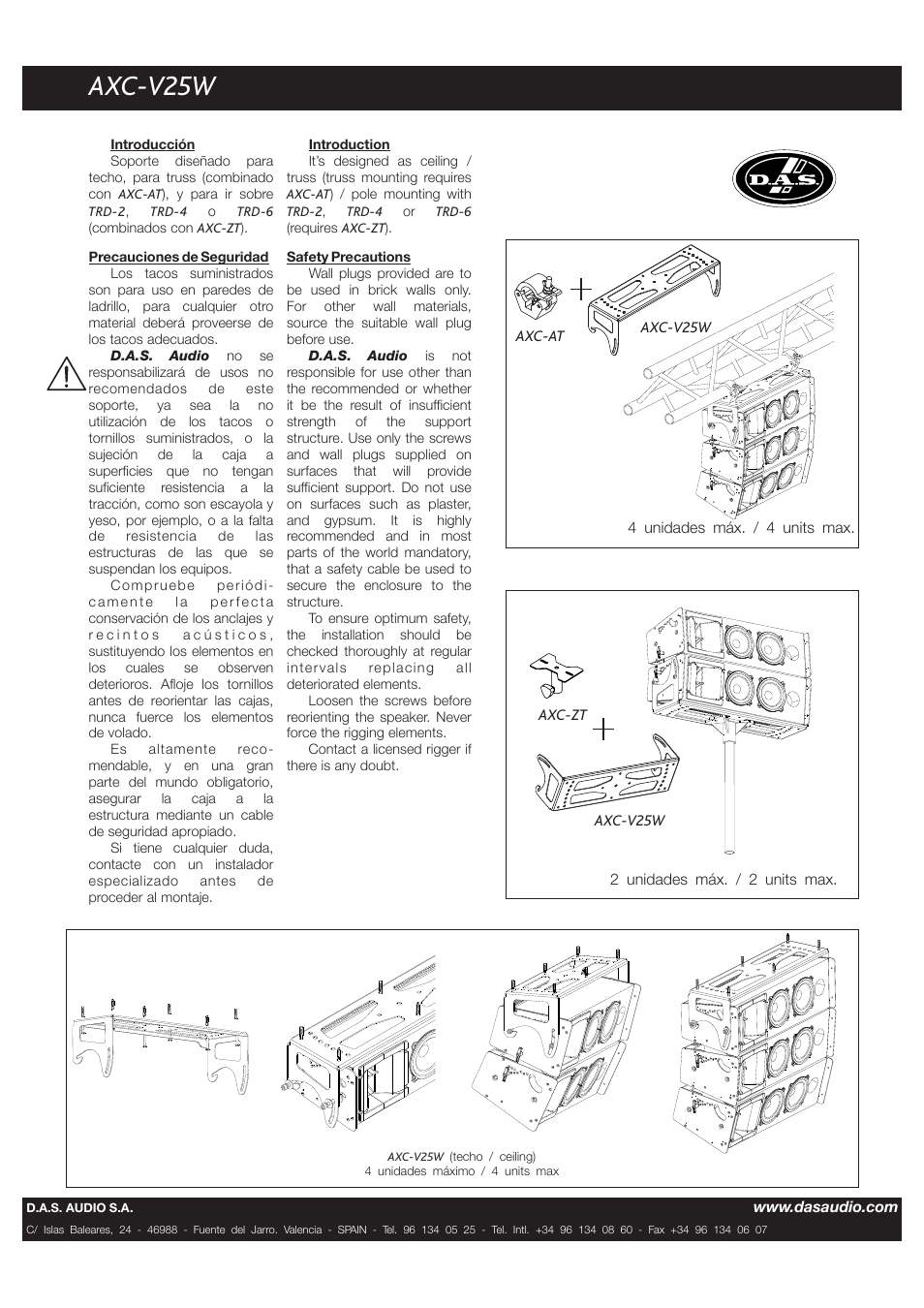 D.A.S. Audio AXC-V25W User Manual | 2 pages