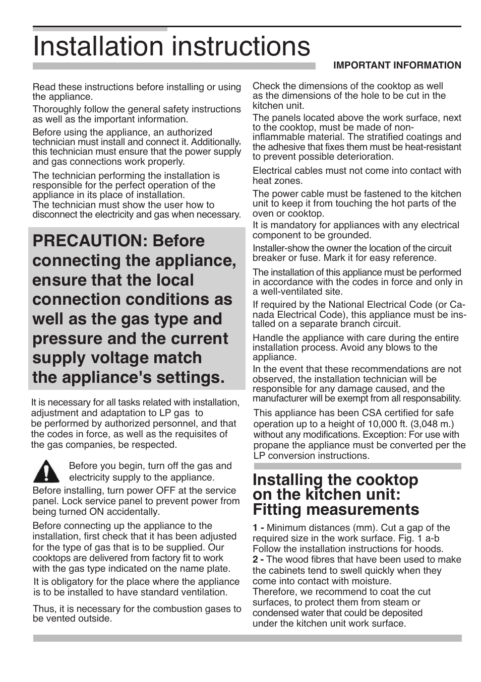Installation instructions, On the kitchen unit, Installing the cooktop | Fitting measurements | Bosch 9000095597 B User Manual | Page 17 / 64