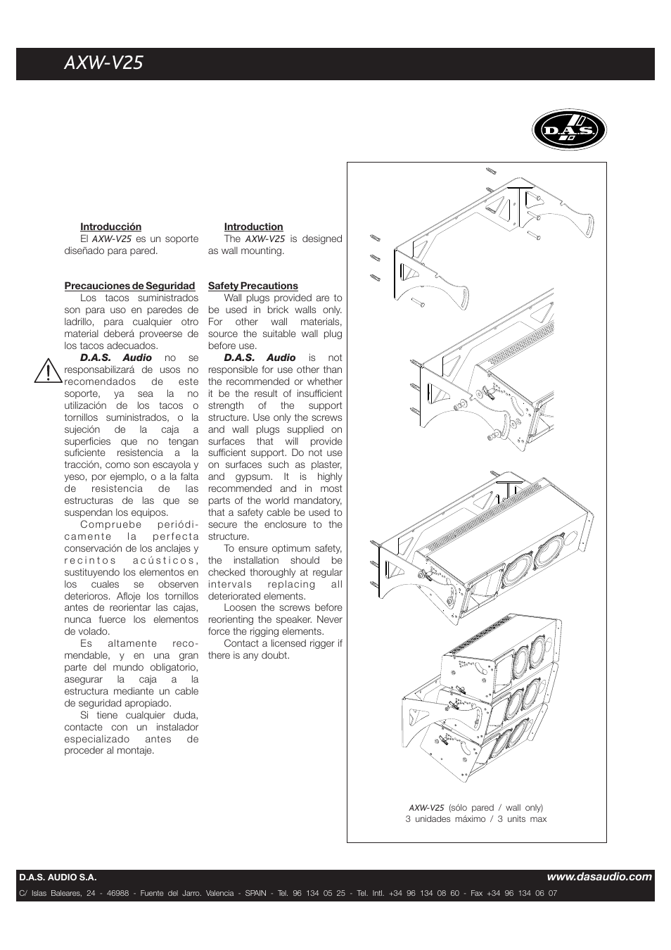 D.A.S. Audio AXW-V25 User Manual | 2 pages