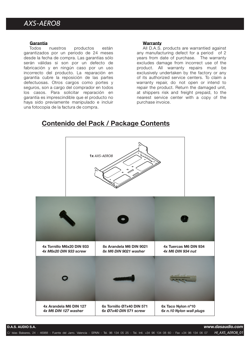 D.A.S. Audio AXS-AERO8 User Manual | Page 2 / 2