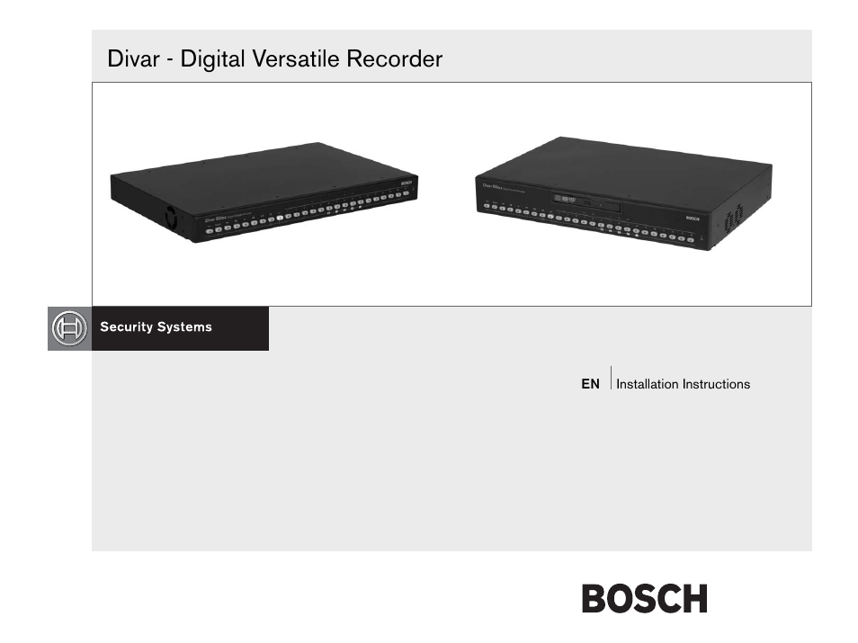 Bosch Divar -Digital Versatile Recorder User Manual | 80 pages