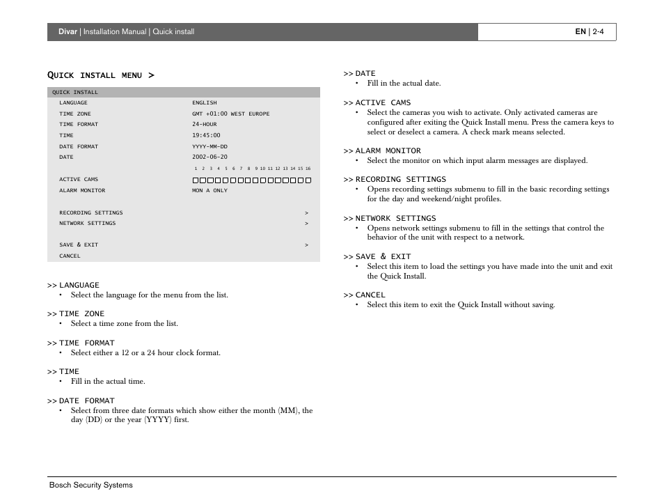 Bosch Divar -Digital Versatile Recorder User Manual | Page 16 / 80