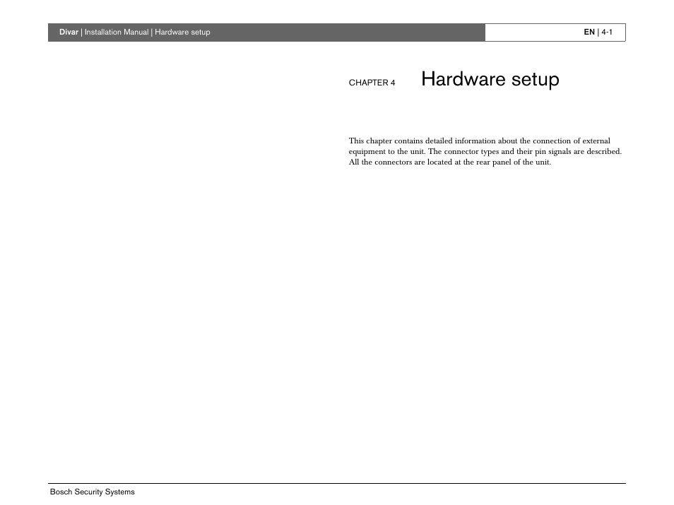 Hardware setup | Bosch Divar -Digital Versatile Recorder User Manual | Page 33 / 80