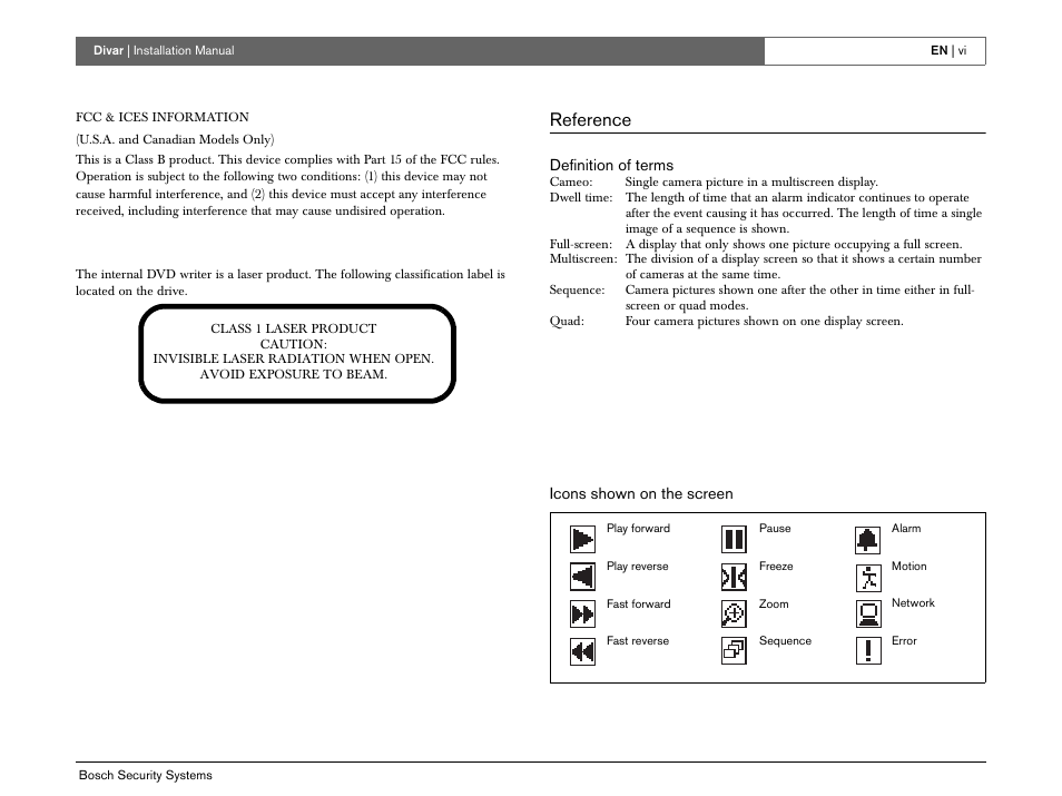 Reference | Bosch Divar -Digital Versatile Recorder User Manual | Page 8 / 80