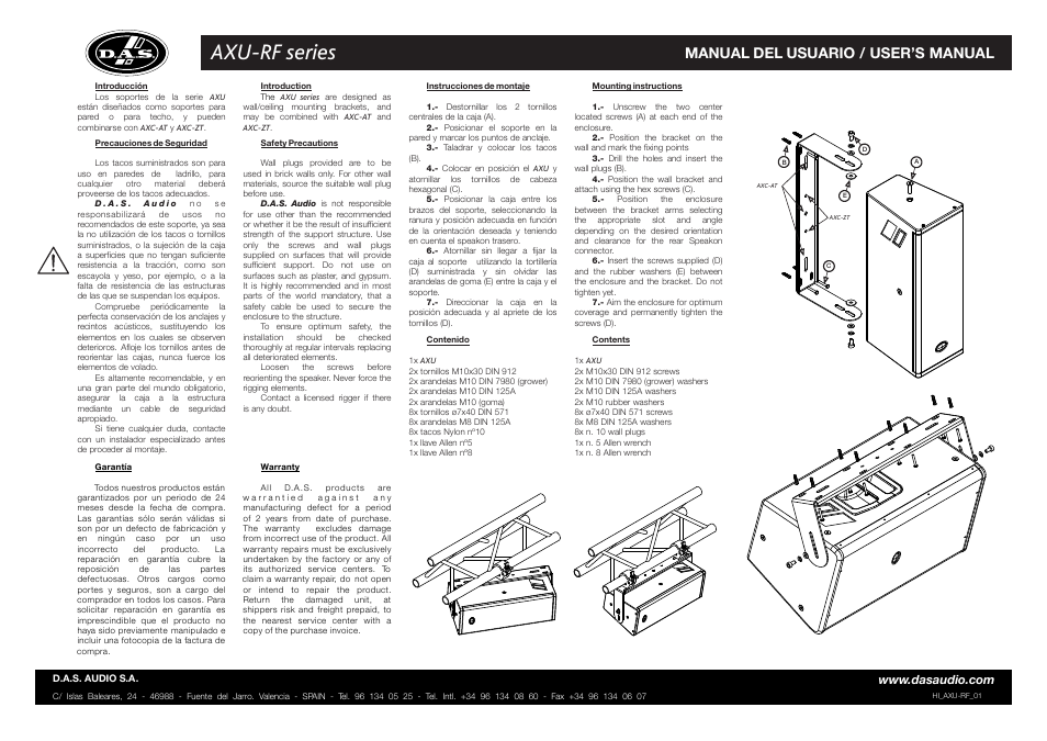 D.A.S. Audio AXU-RF User Manual | 1 page