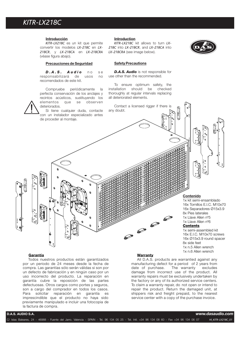 D.A.S. Audio KITR-LX218C User Manual | 1 page