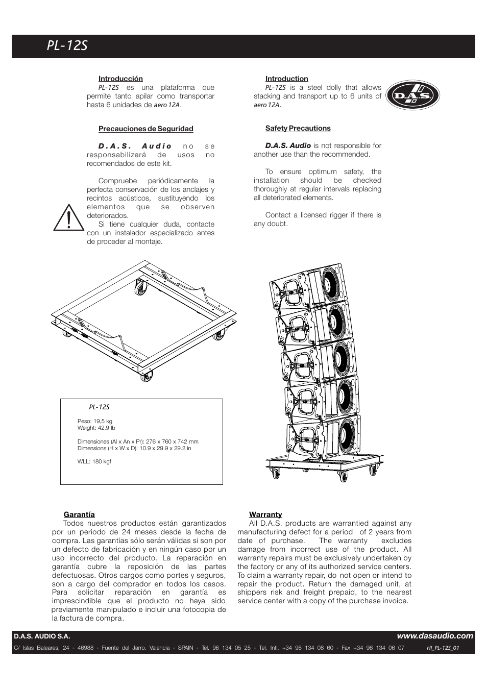 D.A.S. Audio PL-12S User Manual | 1 page