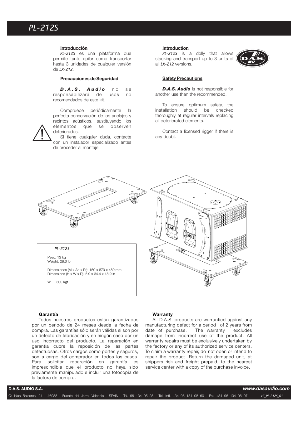 D.A.S. Audio PL-212S User Manual | 1 page