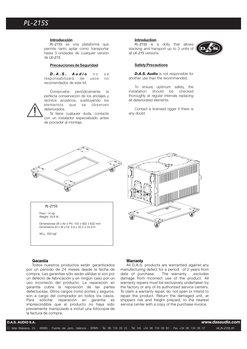 D.A.S. Audio PL-215S User Manual | 1 page