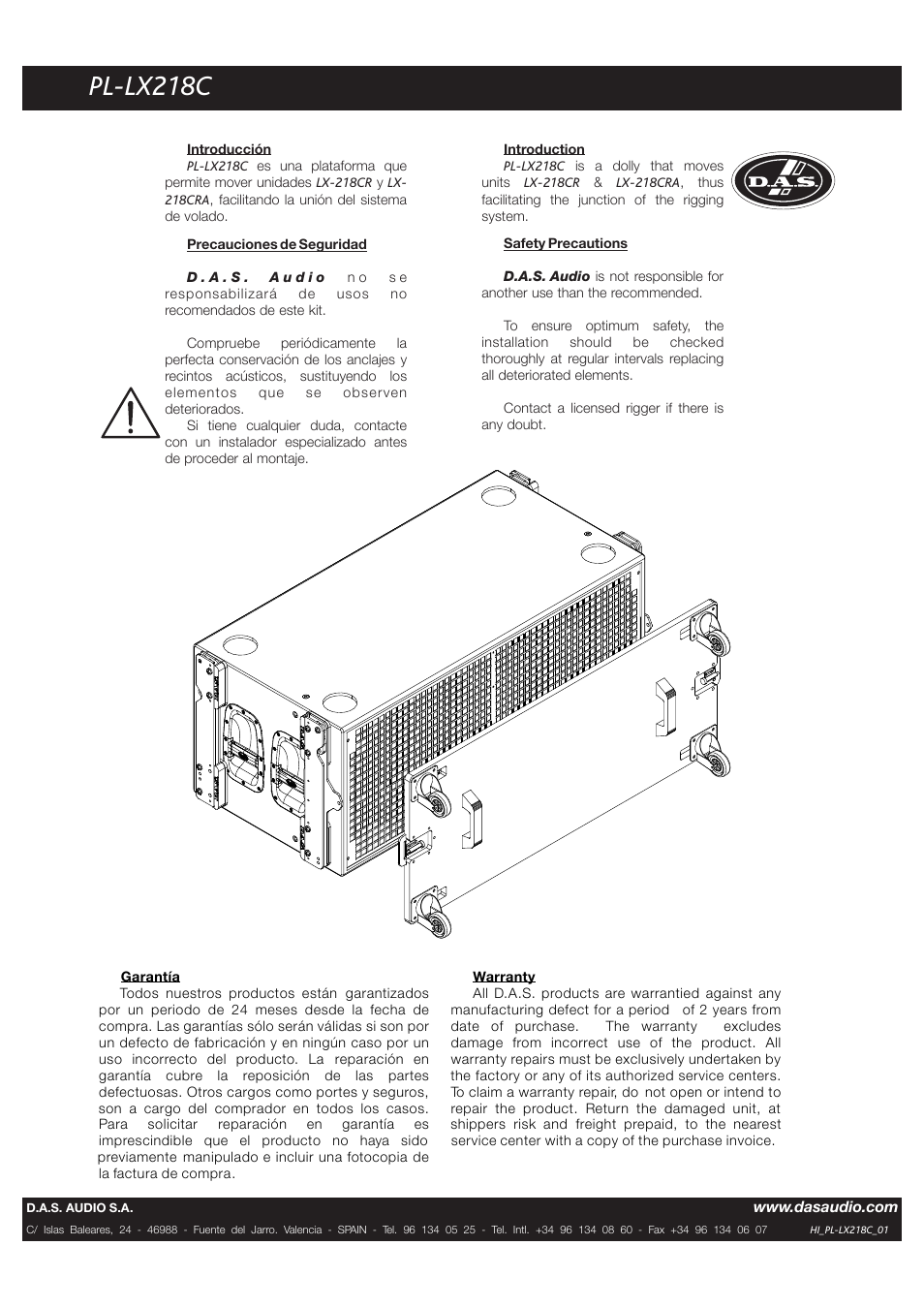 D.A.S. Audio PL-LX218C User Manual | 1 page