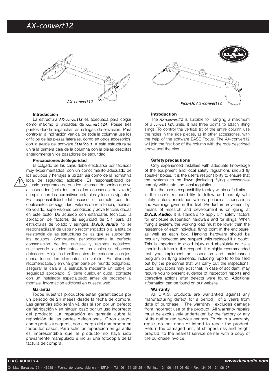 D.A.S. Audio AX-convert12 User Manual | 2 pages