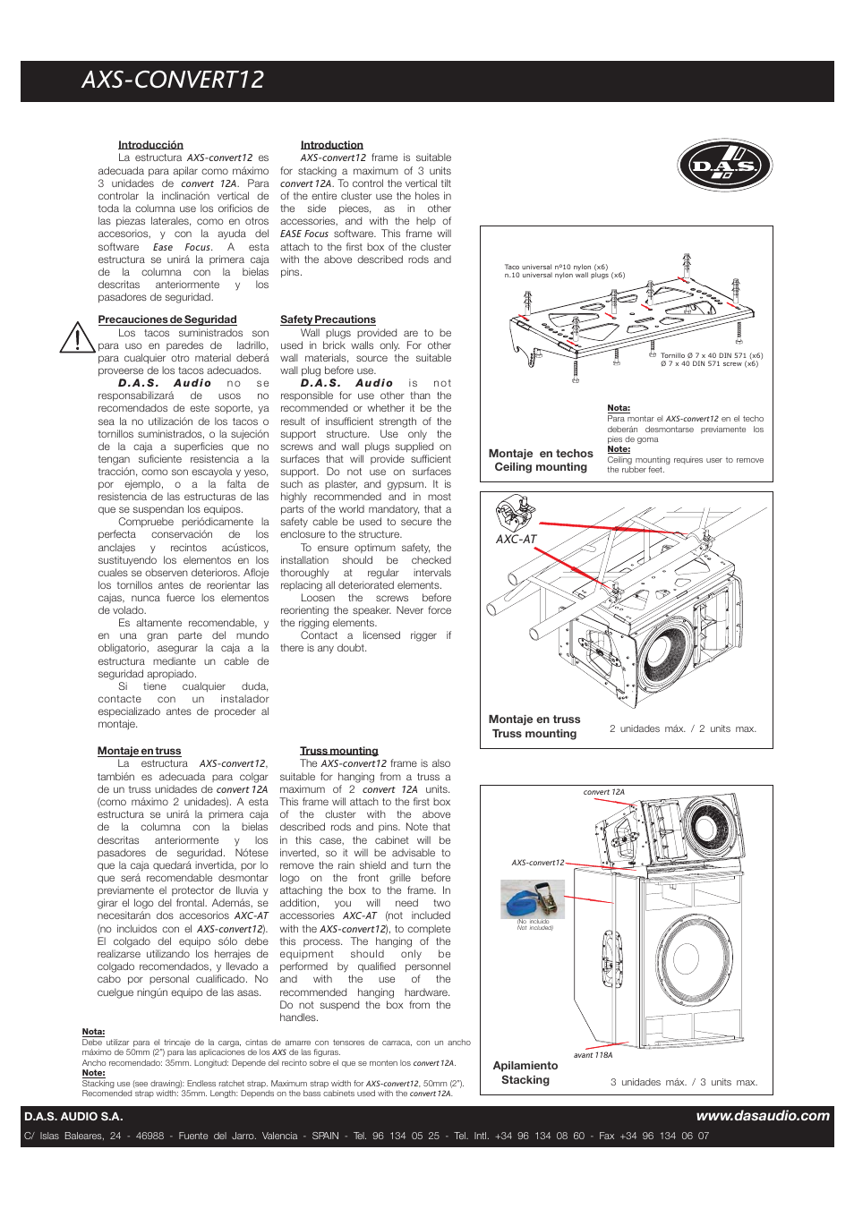 D.A.S. Audio AXS-convert12 User Manual | 2 pages