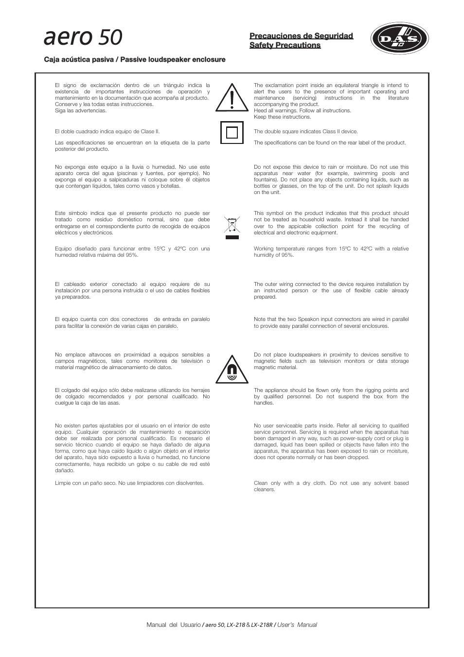 Aero | D.A.S. Audio LX-218R User Manual | Page 3 / 26