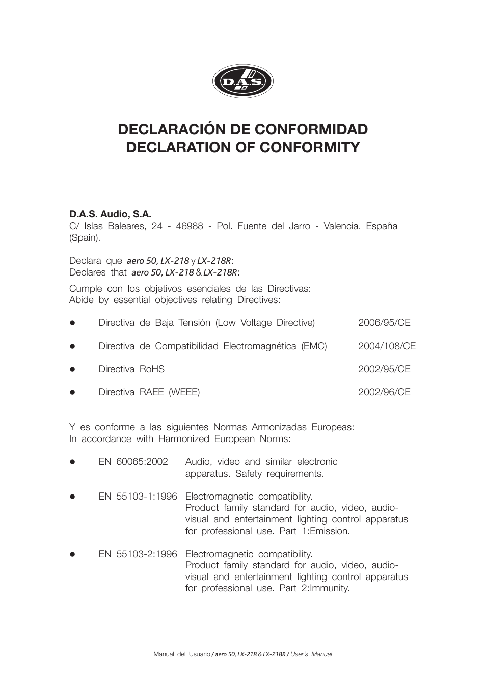 D.A.S. Audio LX-218R User Manual | Page 5 / 26