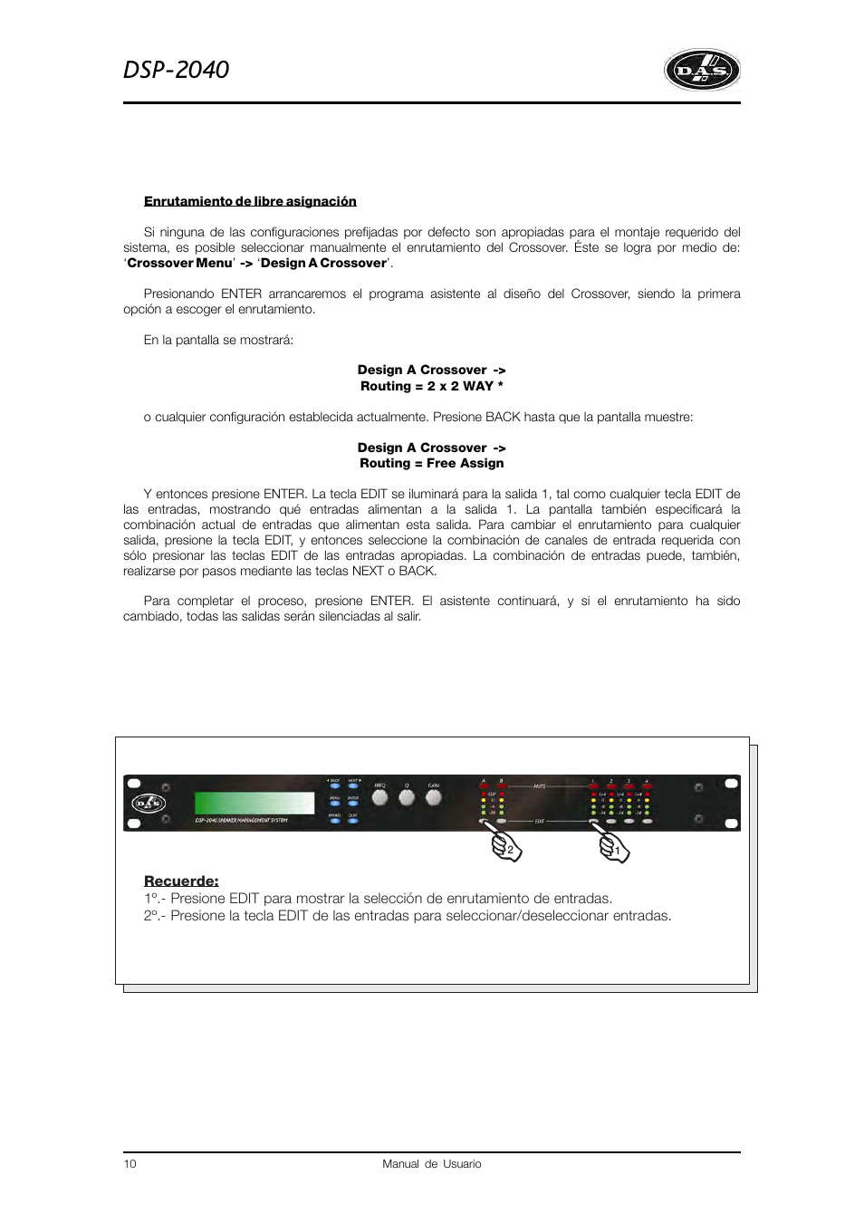 Dsp-2040 | D.A.S. Audio DSP2040 User Manual | Page 14 / 32