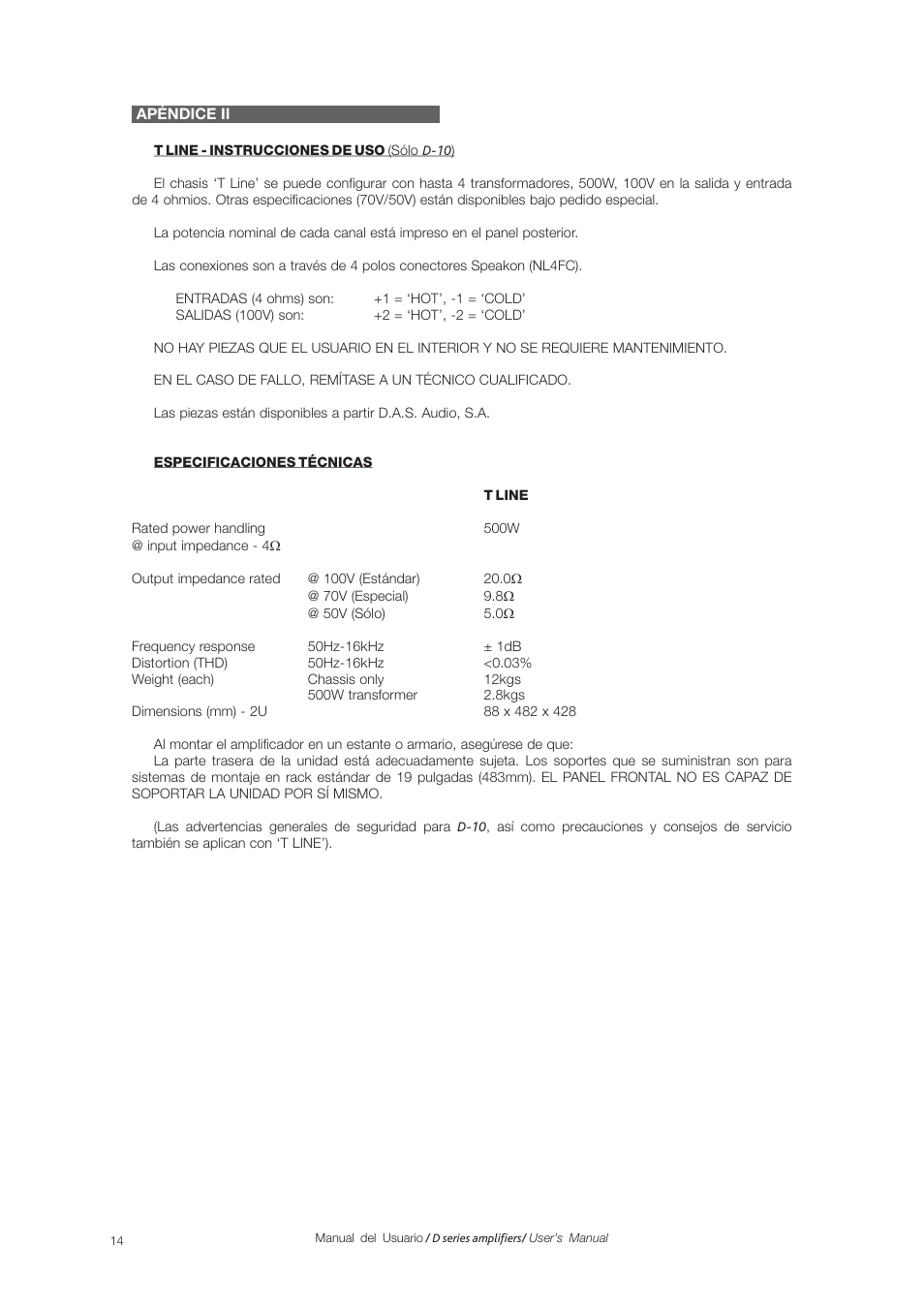 D.A.S. Audio D series User Manual | Page 14 / 16