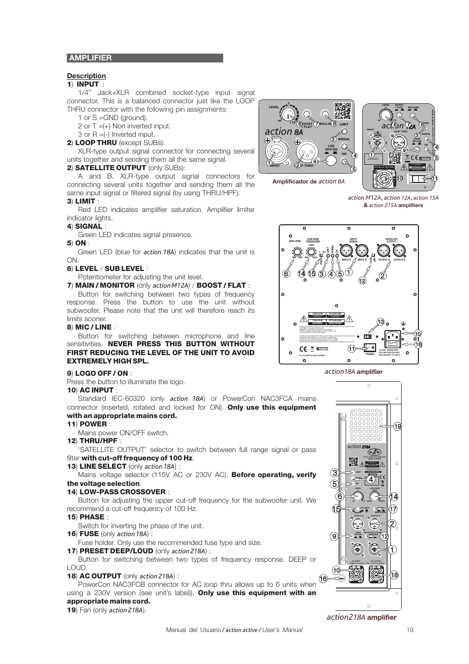 Action2, Amplifier, Action | Action m12a , action, Amplificador de | D.A.S. Audio Action Series User Manual | Page 19 / 26