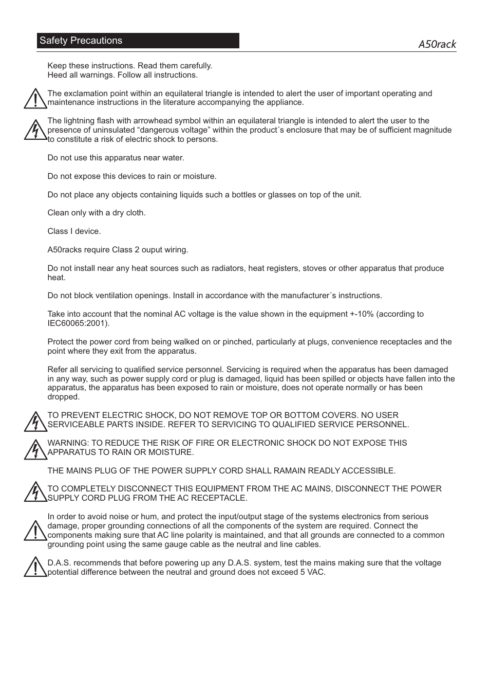 A50rack | D.A.S. Audio Aero 50 Rack User Manual | Page 2 / 19