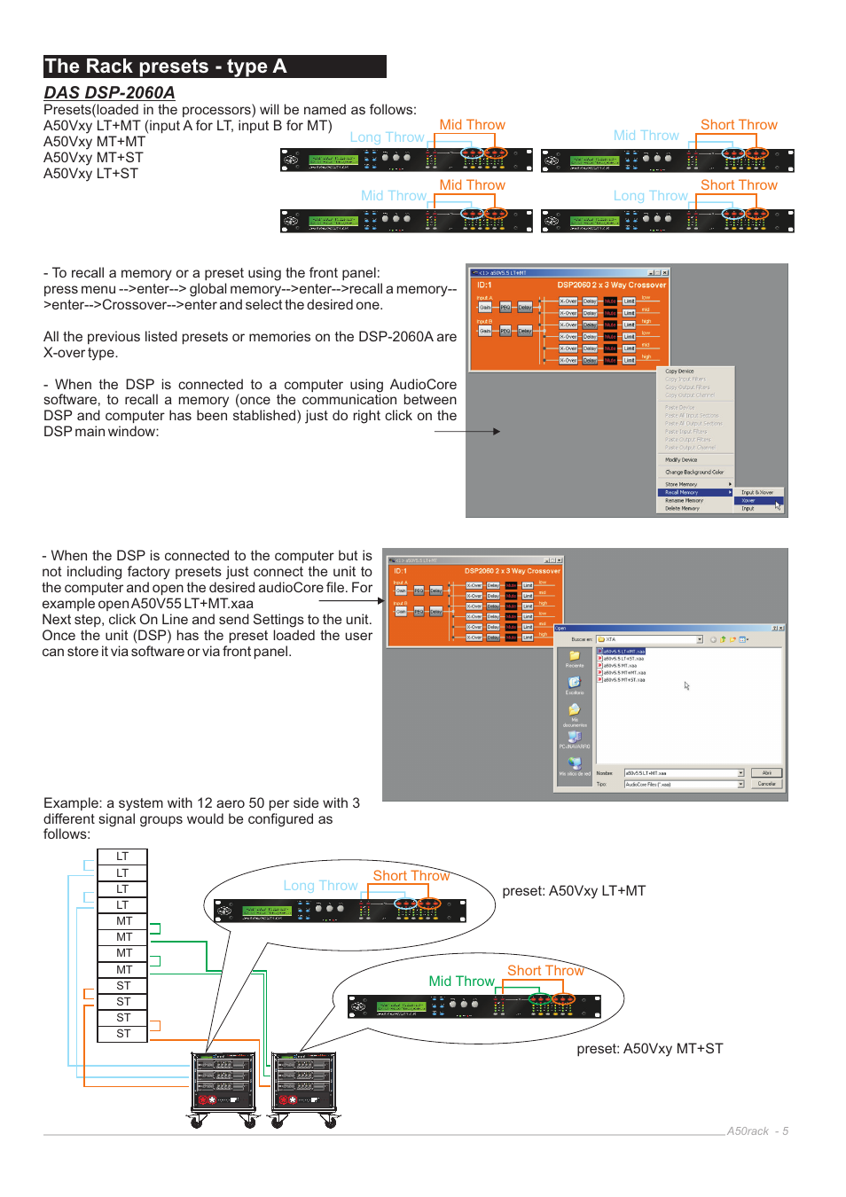 The rack presets - type a, Das dsp-2060a | D.A.S. Audio Aero 50 Rack User Manual | Page 5 / 19